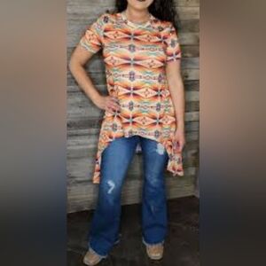 Crazy Train multicolor geometric tunic